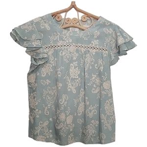 ⭐️Sara Michelle mint green floral top size PS